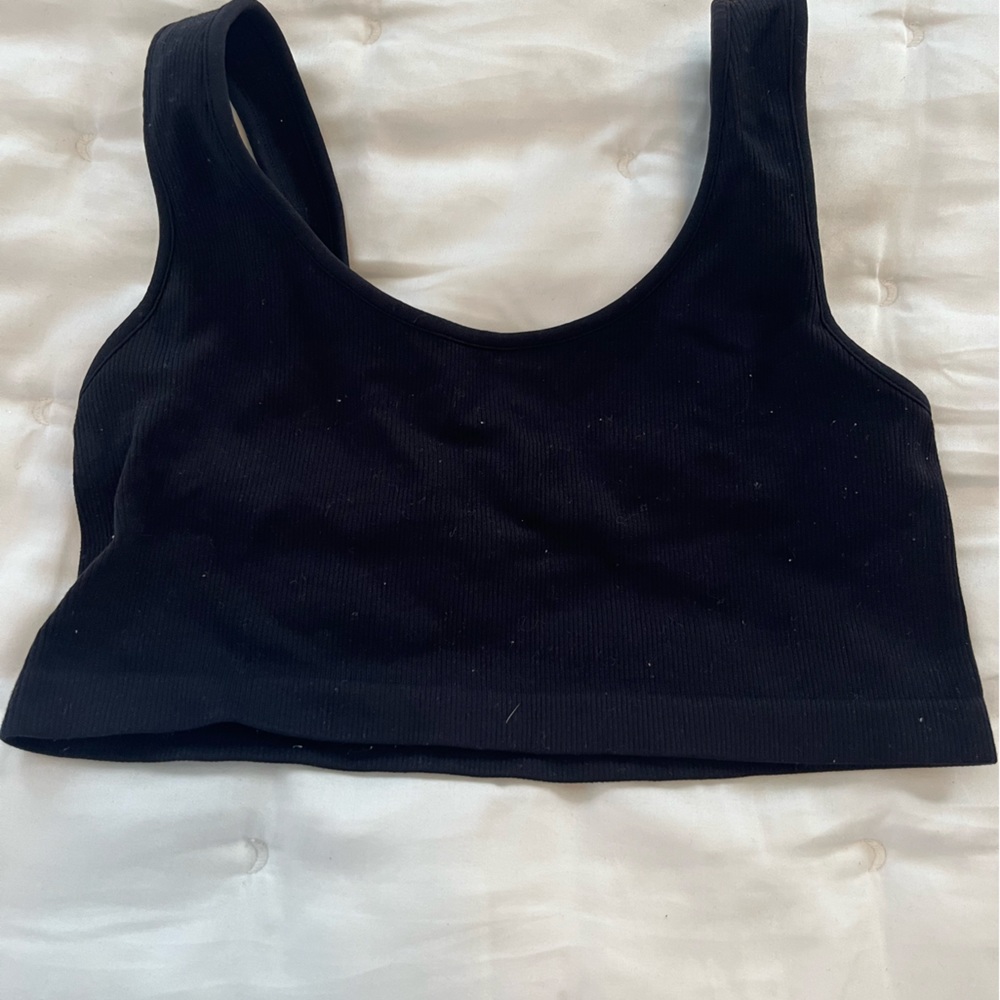 Black Cropped American Eagle Tank Top
